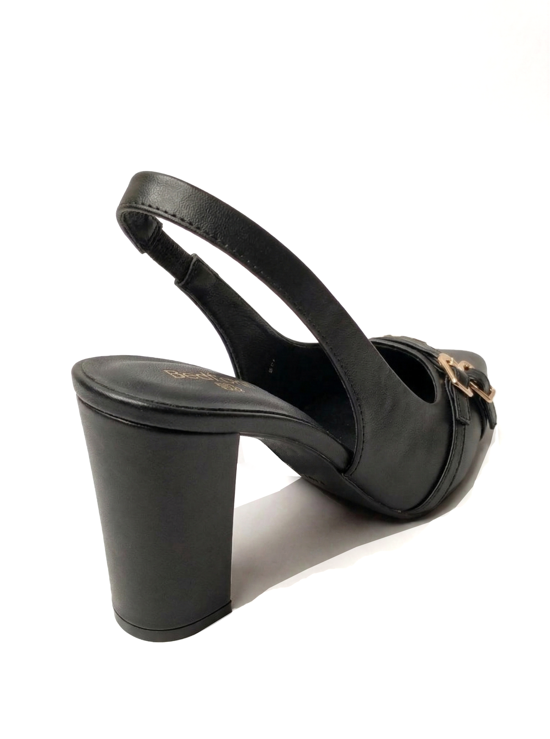 Black Dual Buckle Slingback Heel
