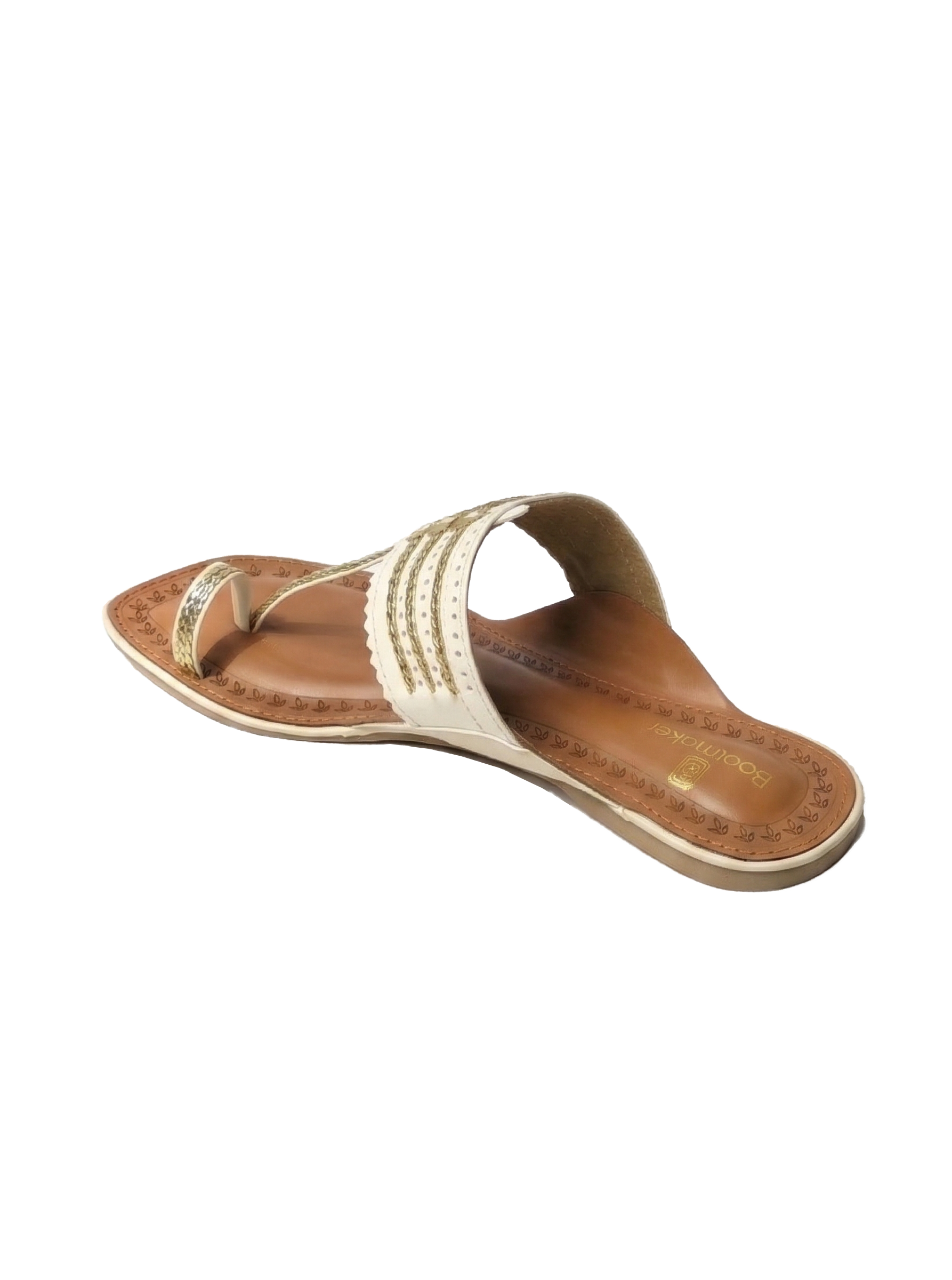 White Zari-Glaze Kolhapuri