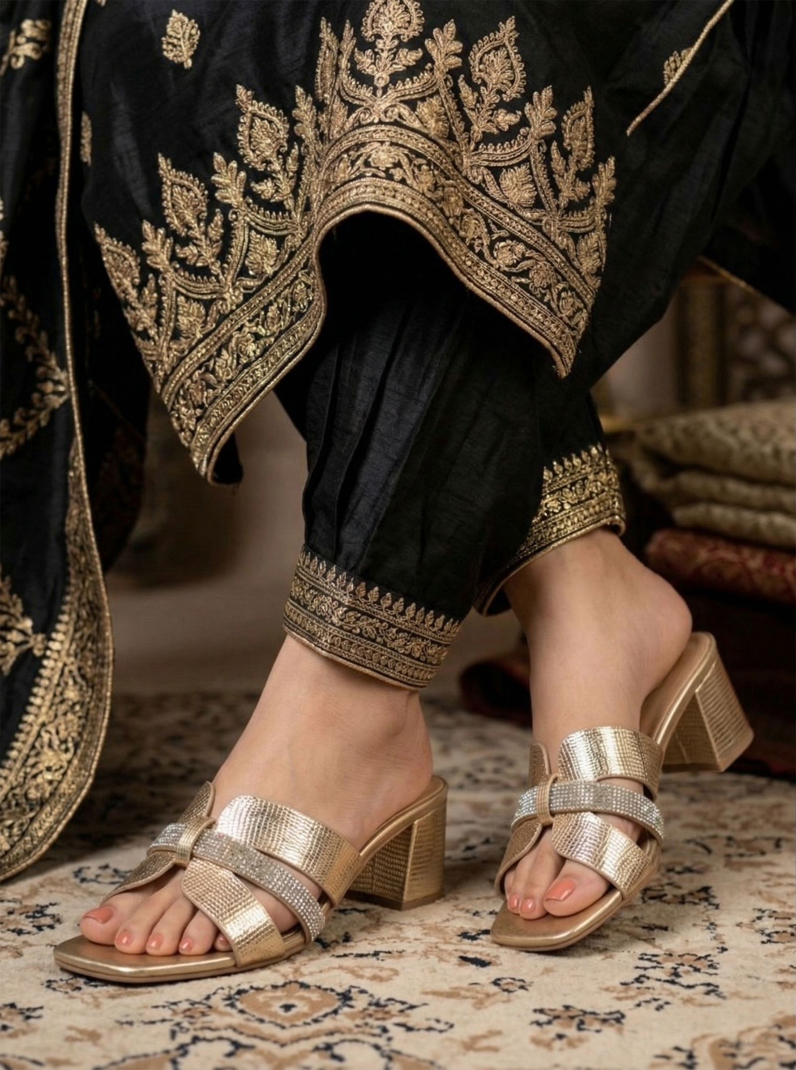 Shimmer Block Heel