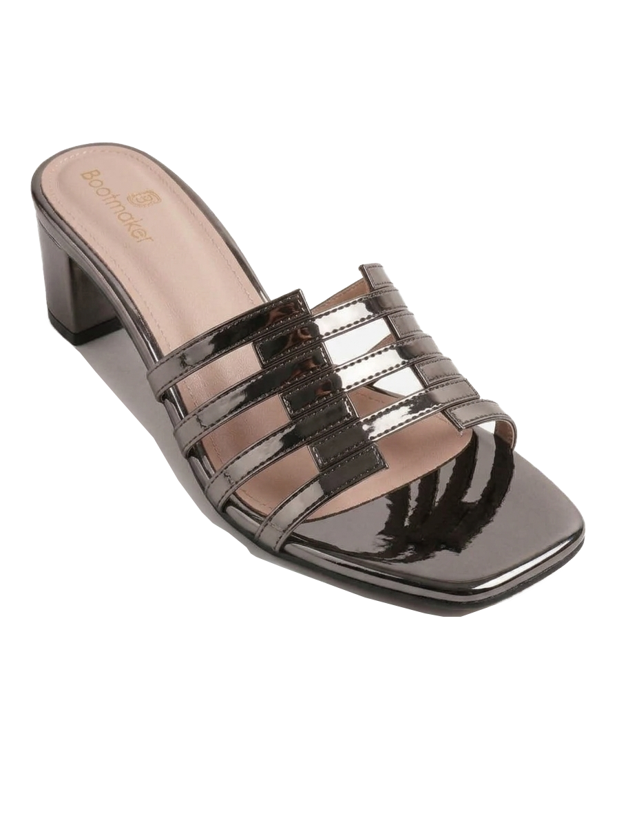 Metallic Cut-Out Caged Block Heel