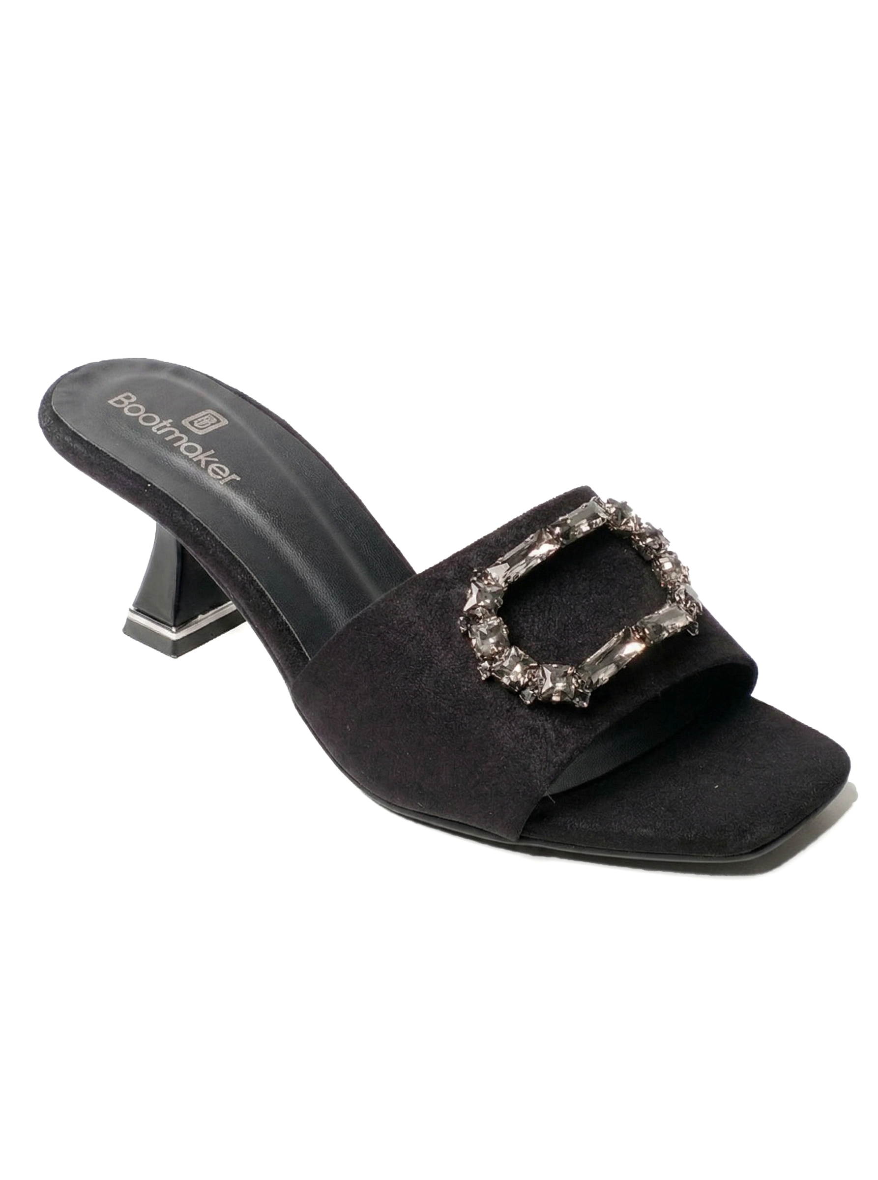 beige crystal mule heel