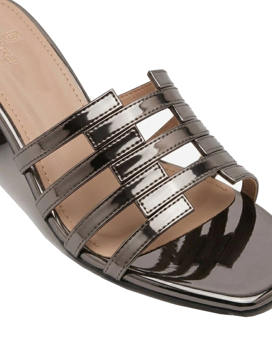 Metallic Cut-Out Caged Block Heel