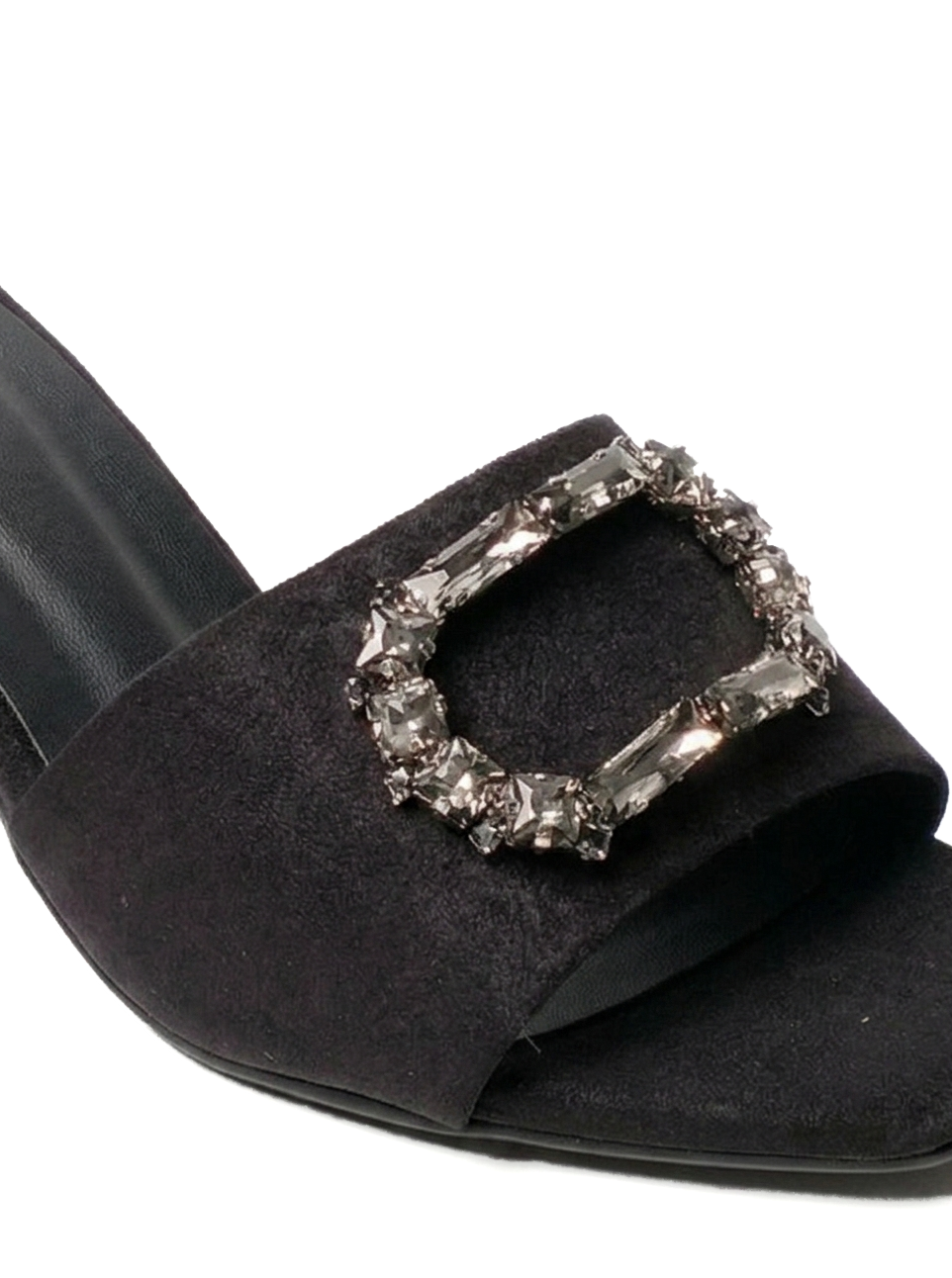 beige crystal mule heel