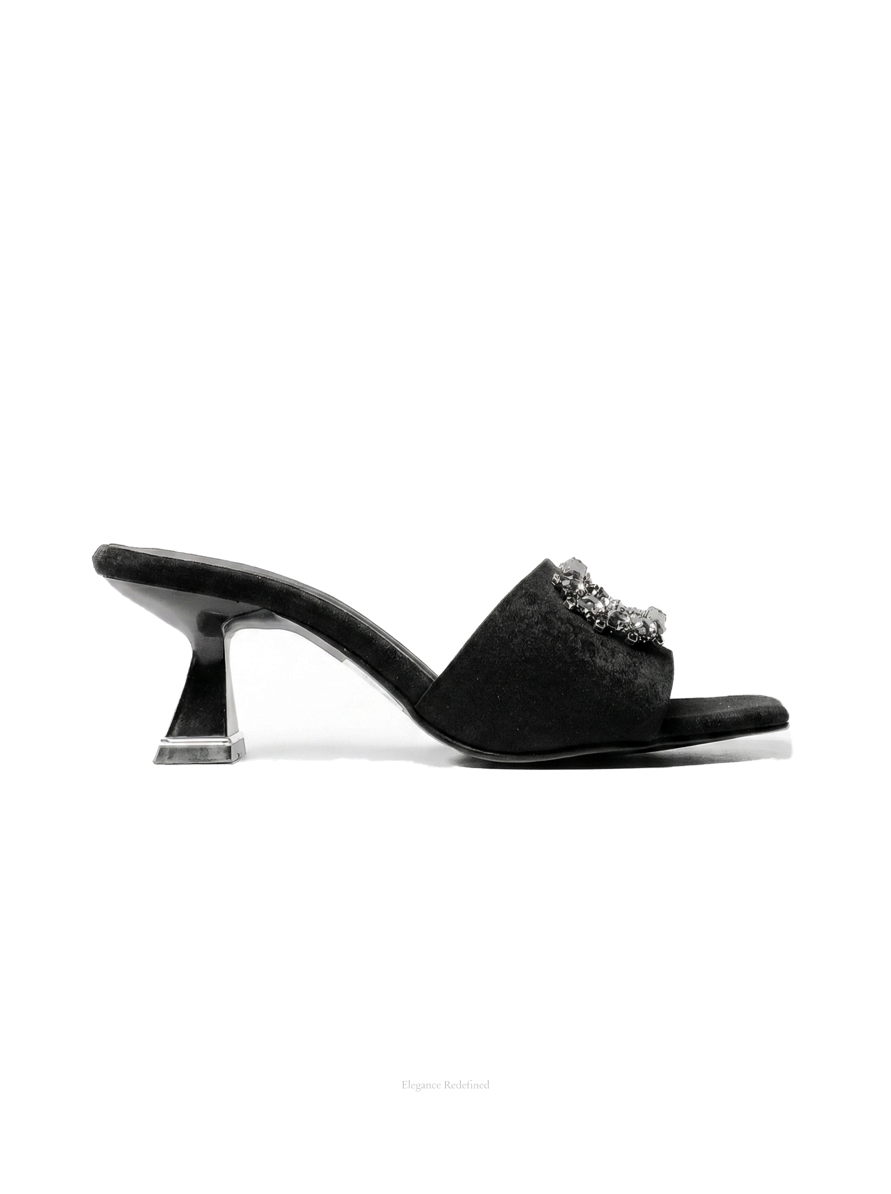 beige crystal mule heel