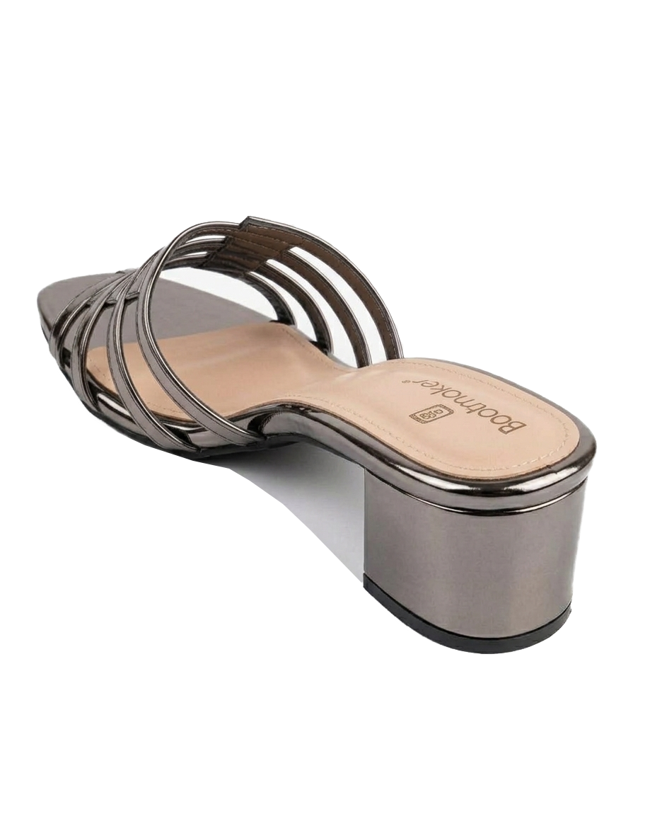 Metallic Cut-Out Caged Block Heel