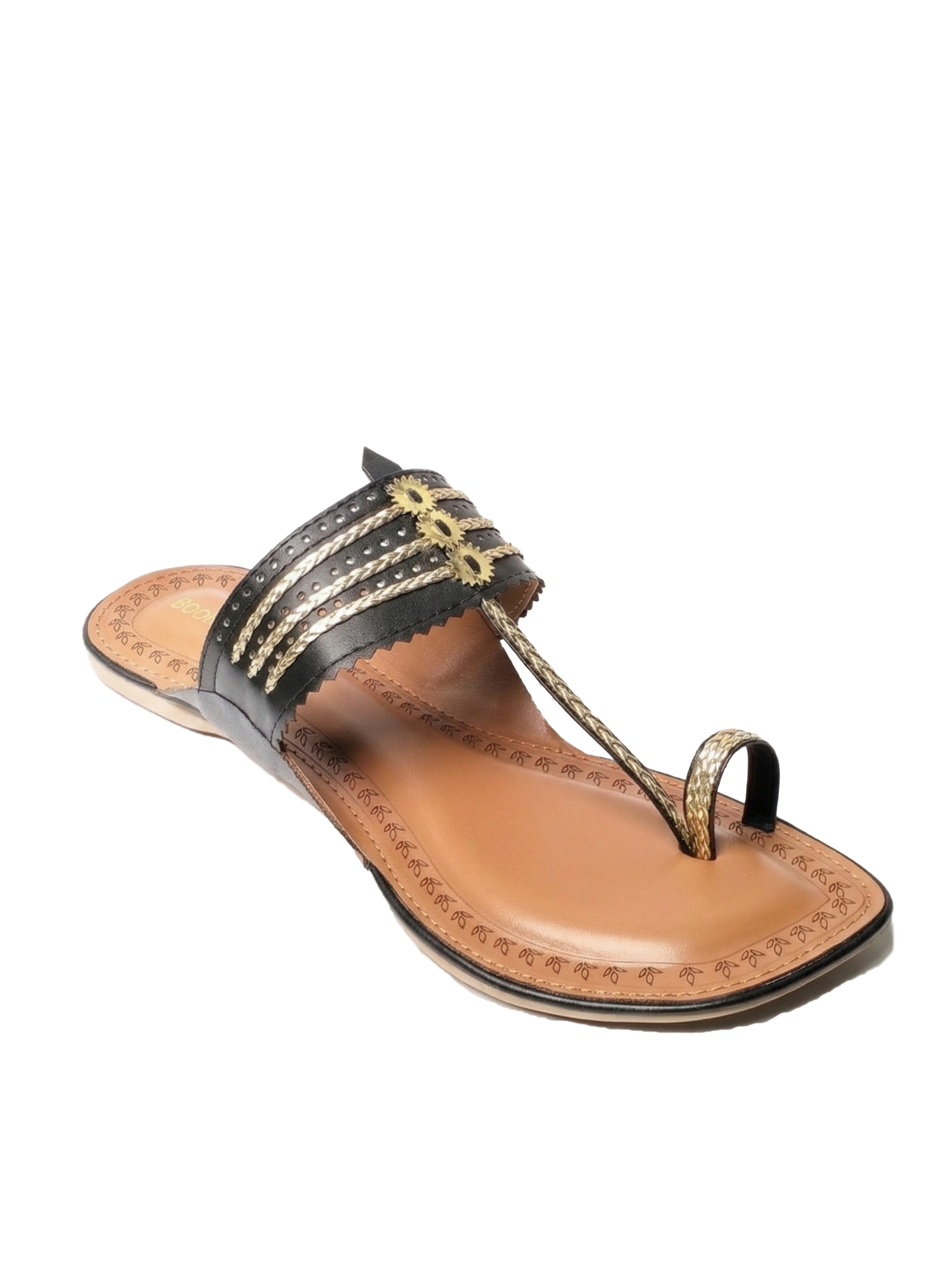 White Zari-Glaze Kolhapuri