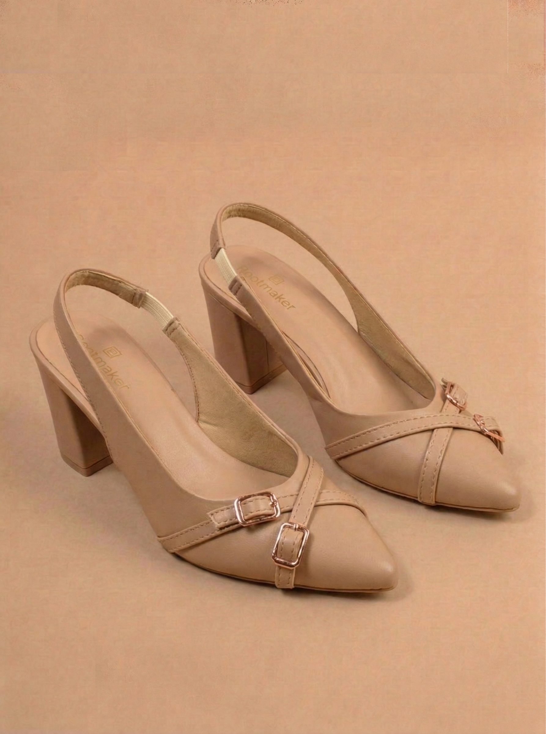 Black Dual Buckle Slingback Heel