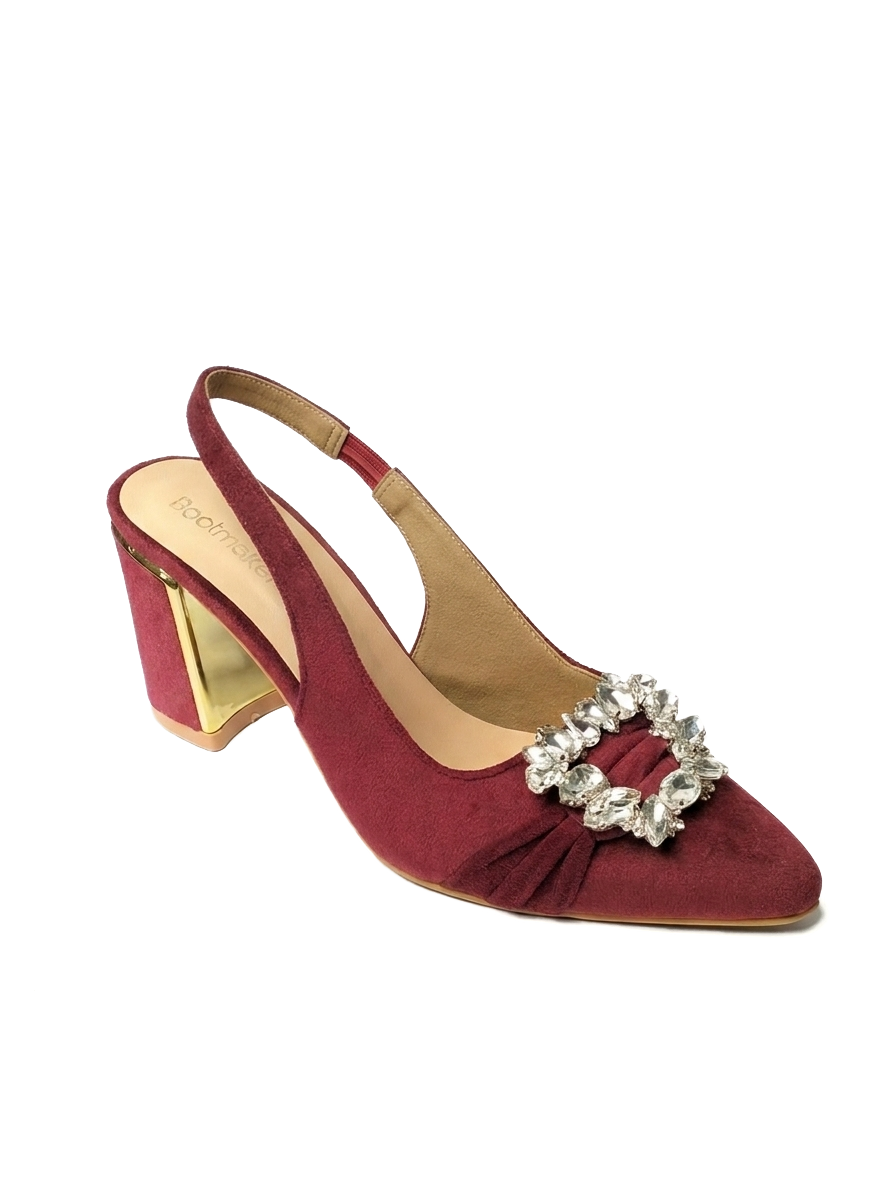 Maroon Crystal Slingback