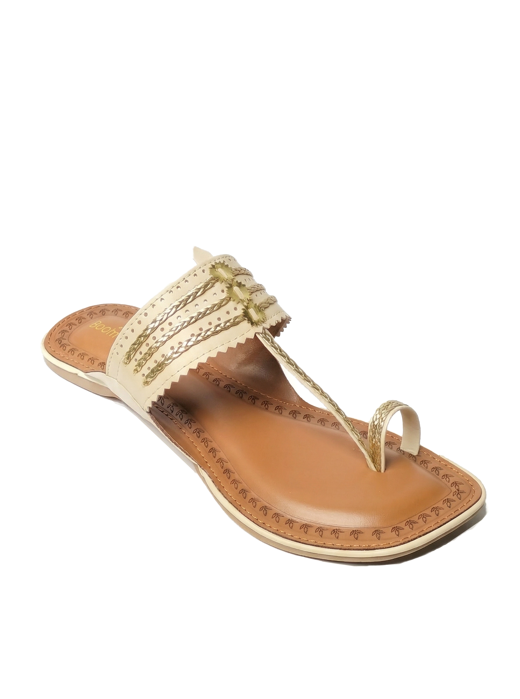 White Zari-Glaze Kolhapuri