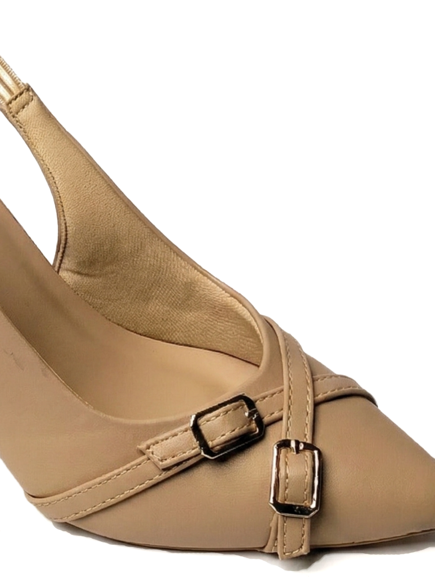 Black Dual Buckle Slingback Heel