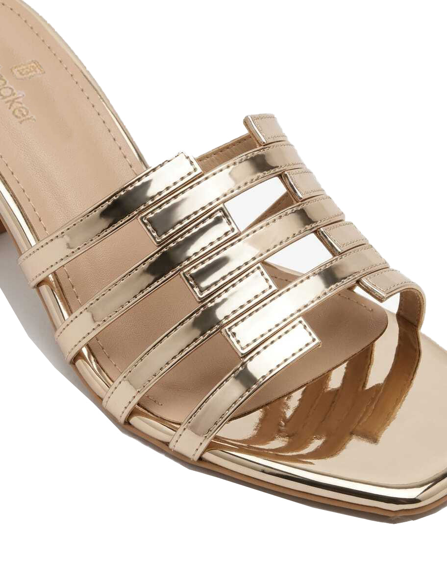 Metallic Cut-Out Caged Block Heel