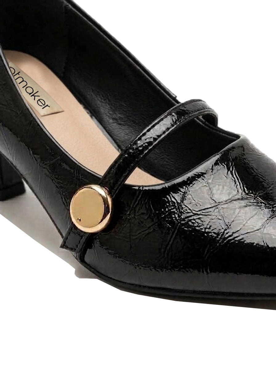 Glossy Crinkle Patent Kitten Heels