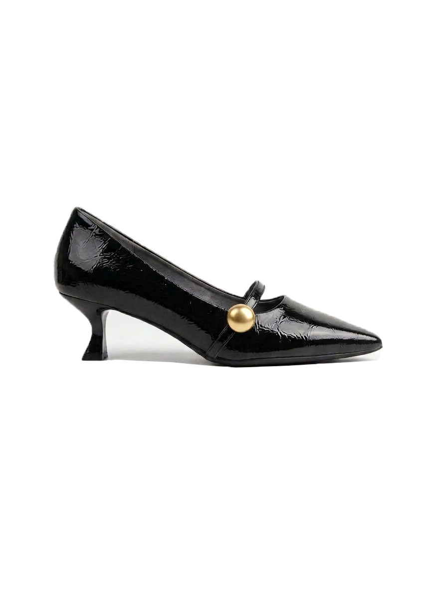 Glossy Crinkle Patent Kitten Heels
