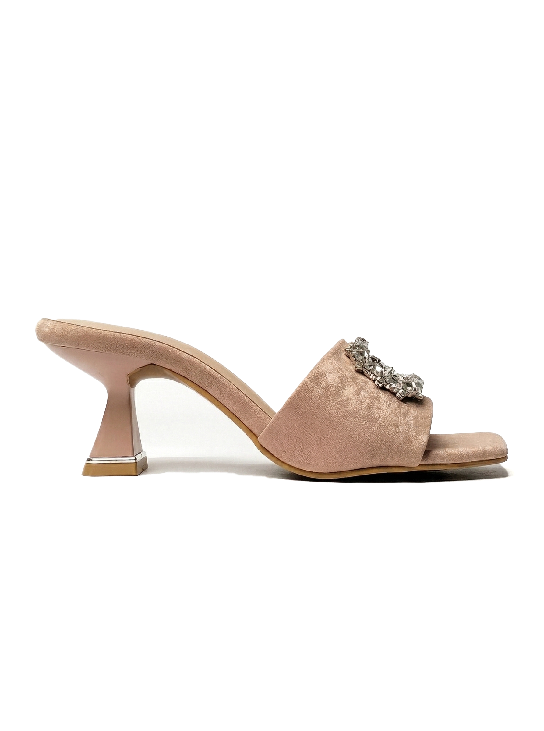 beige crystal mule heel