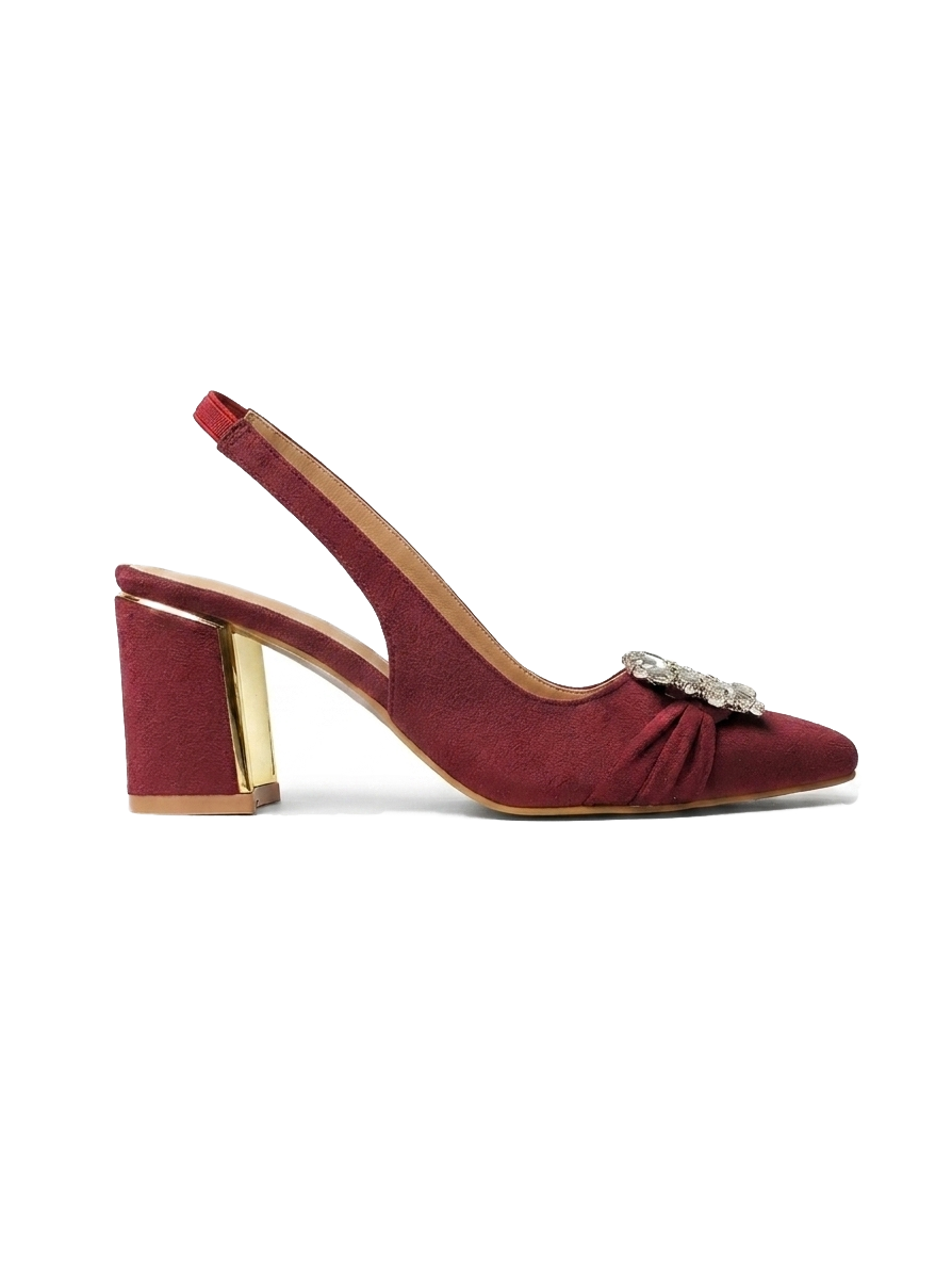 Maroon Crystal Slingback