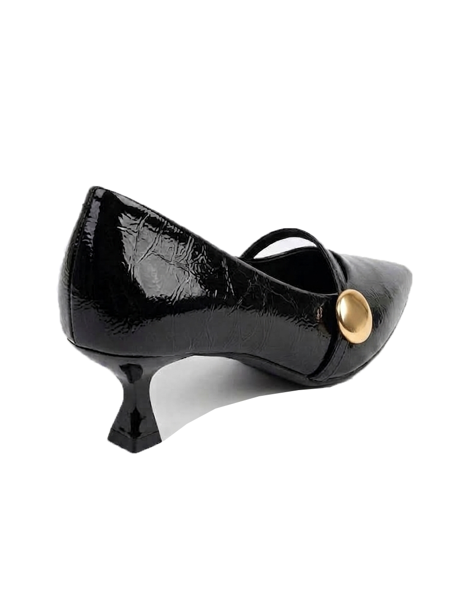 Glossy Crinkle Patent Kitten Heels