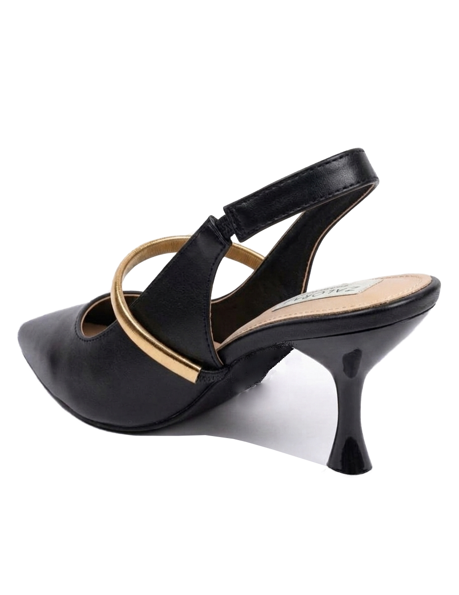 Metallic Band Pointed Toe Slingback Kitten Heels
