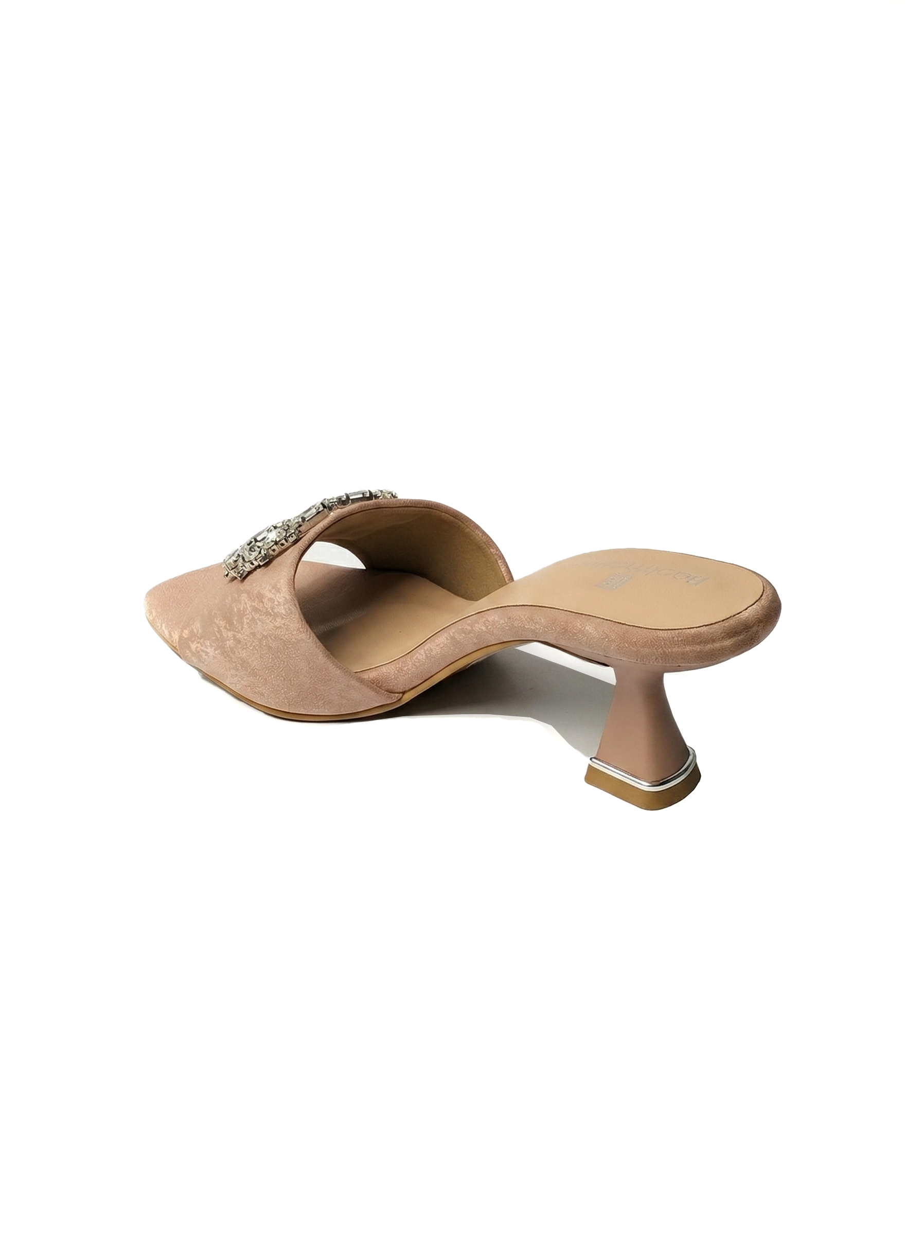 beige crystal mule heel