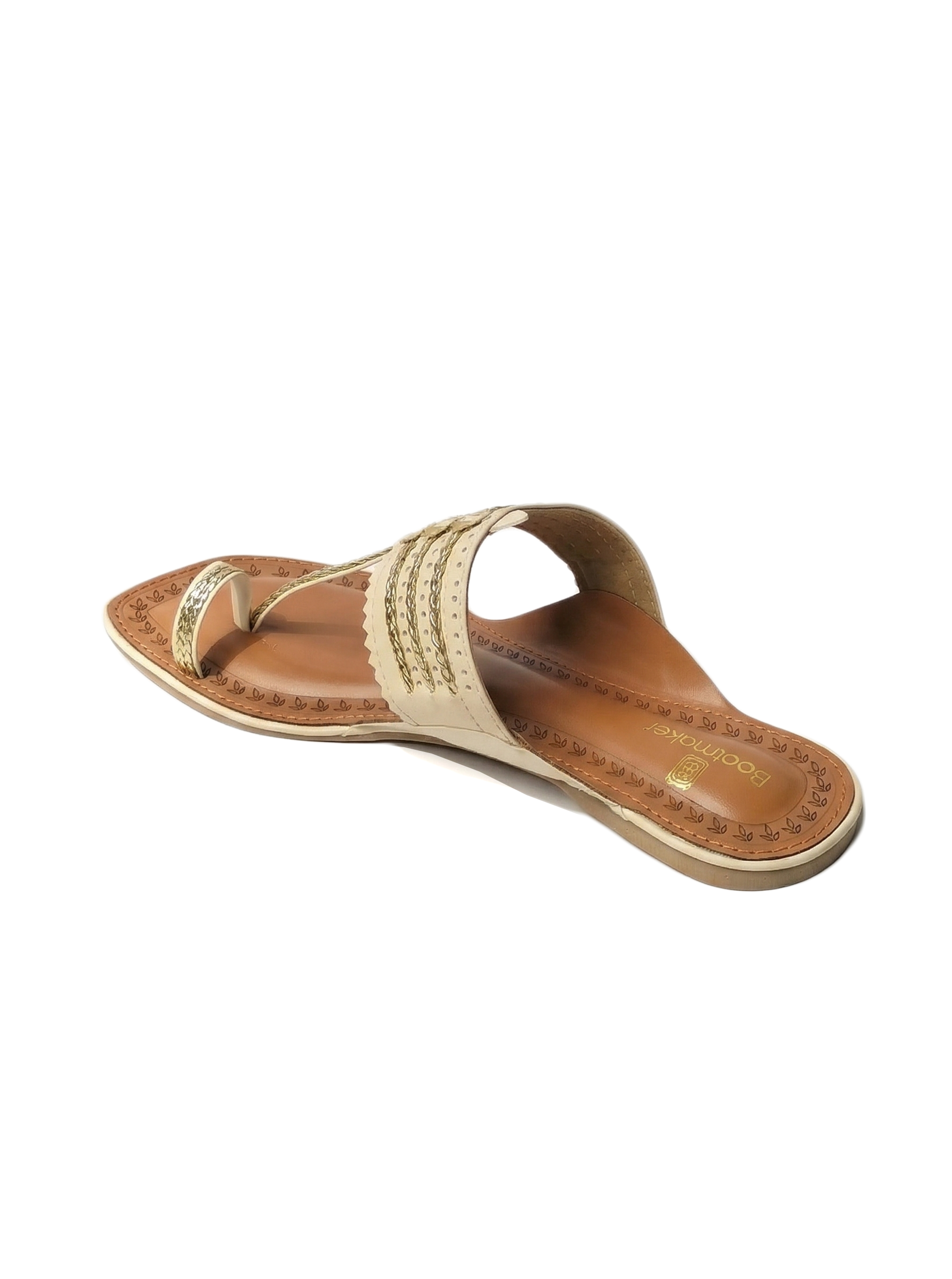 White Zari-Glaze Kolhapuri