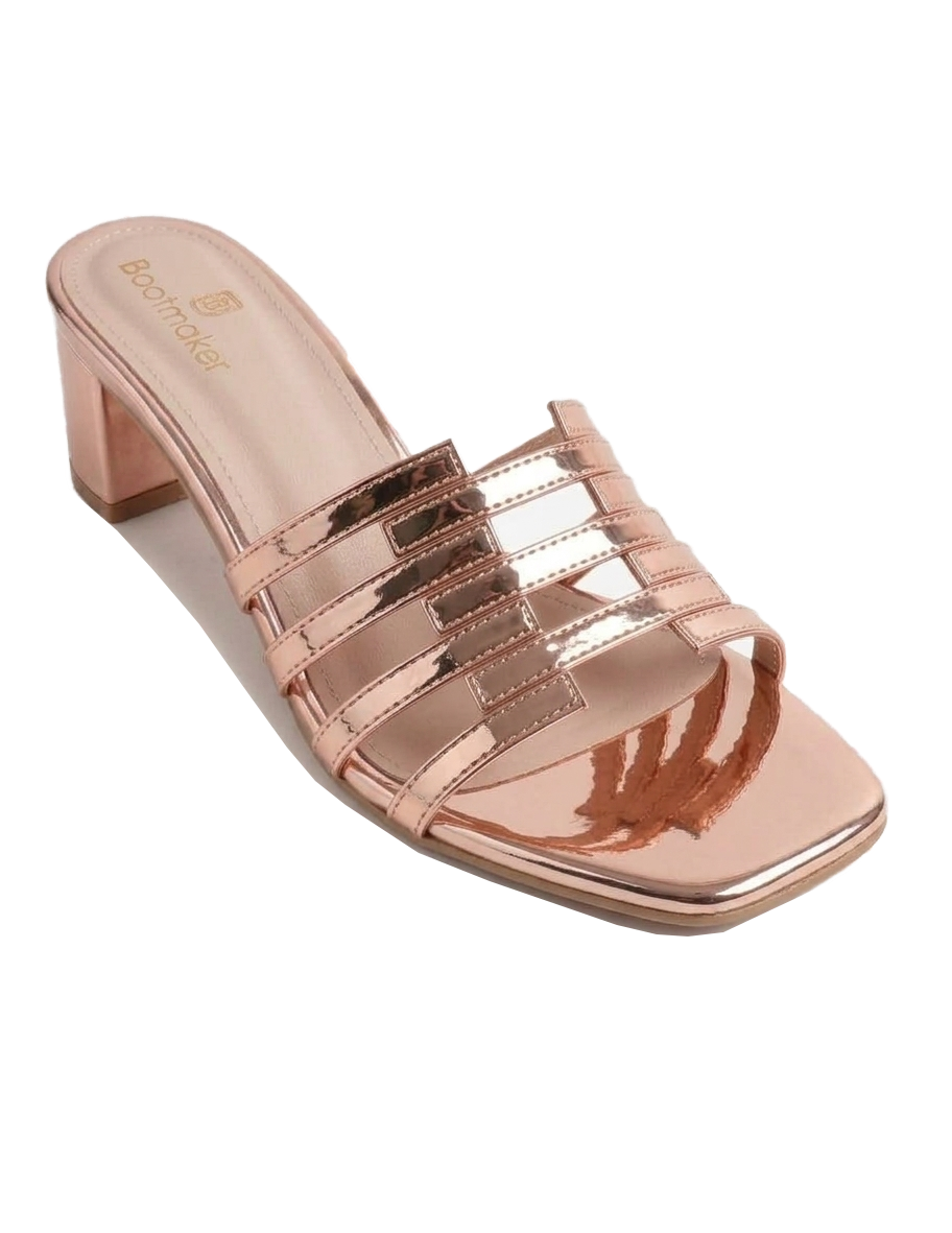 Metallic Cut-Out Caged Block Heel