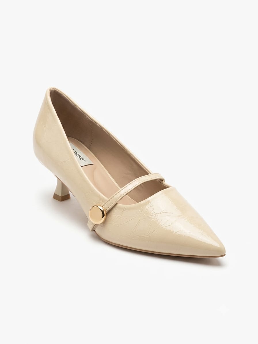 Glossy Crinkle Patent Kitten Heels