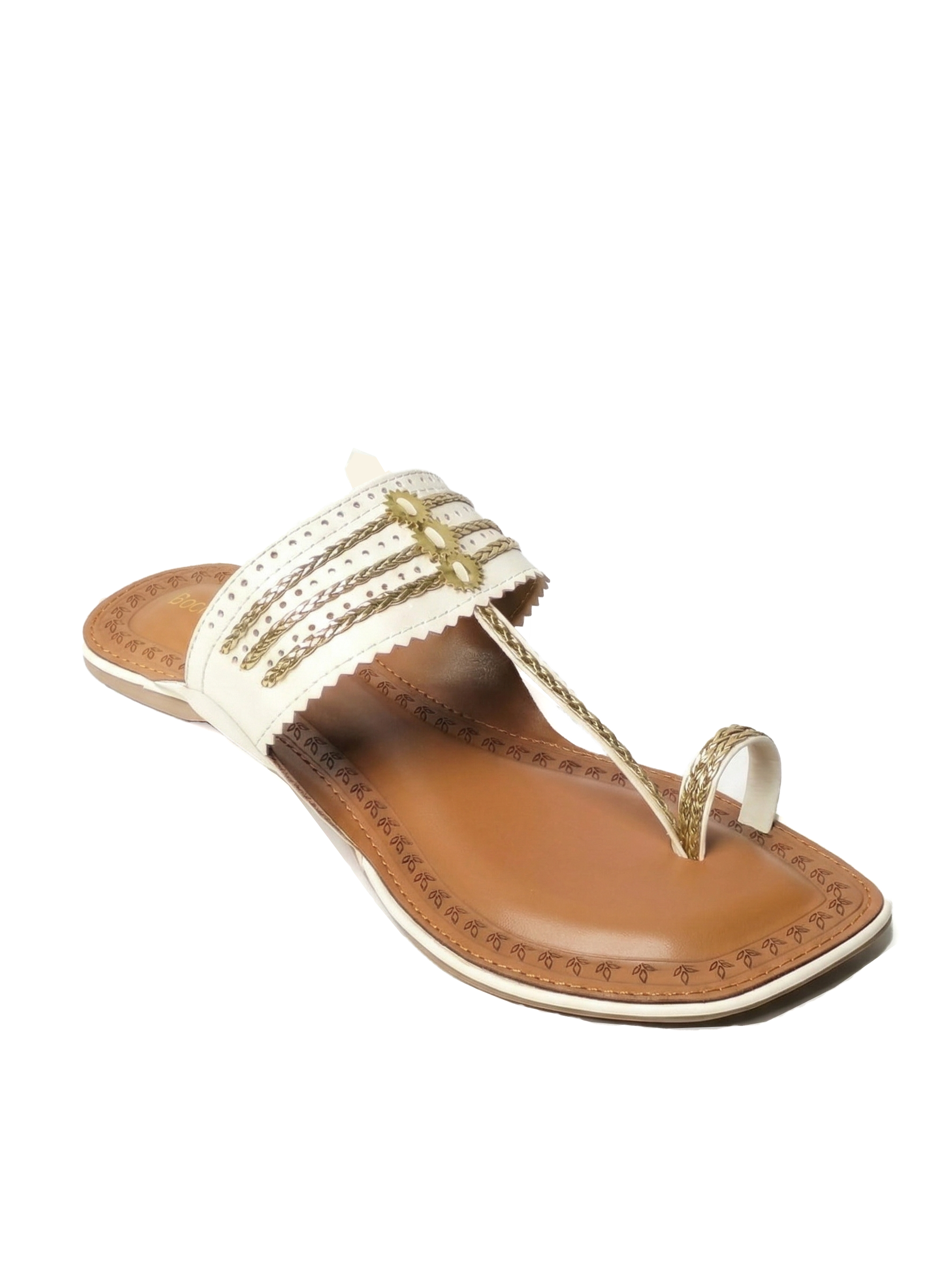 White Zari-Glaze Kolhapuri