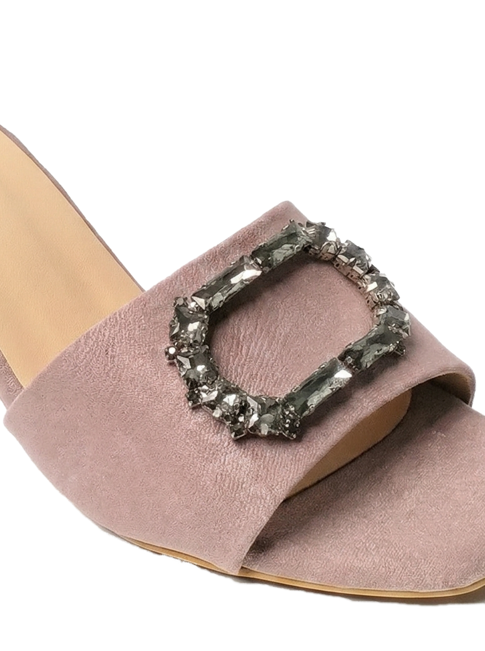 beige crystal mule heel
