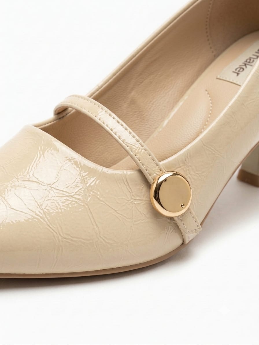 Glossy Crinkle Patent Kitten Heels