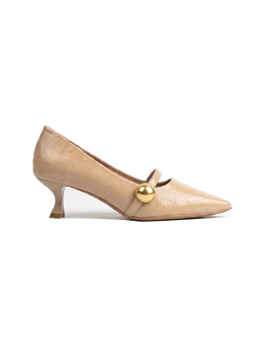 Glossy Crinkle Patent Kitten Heels