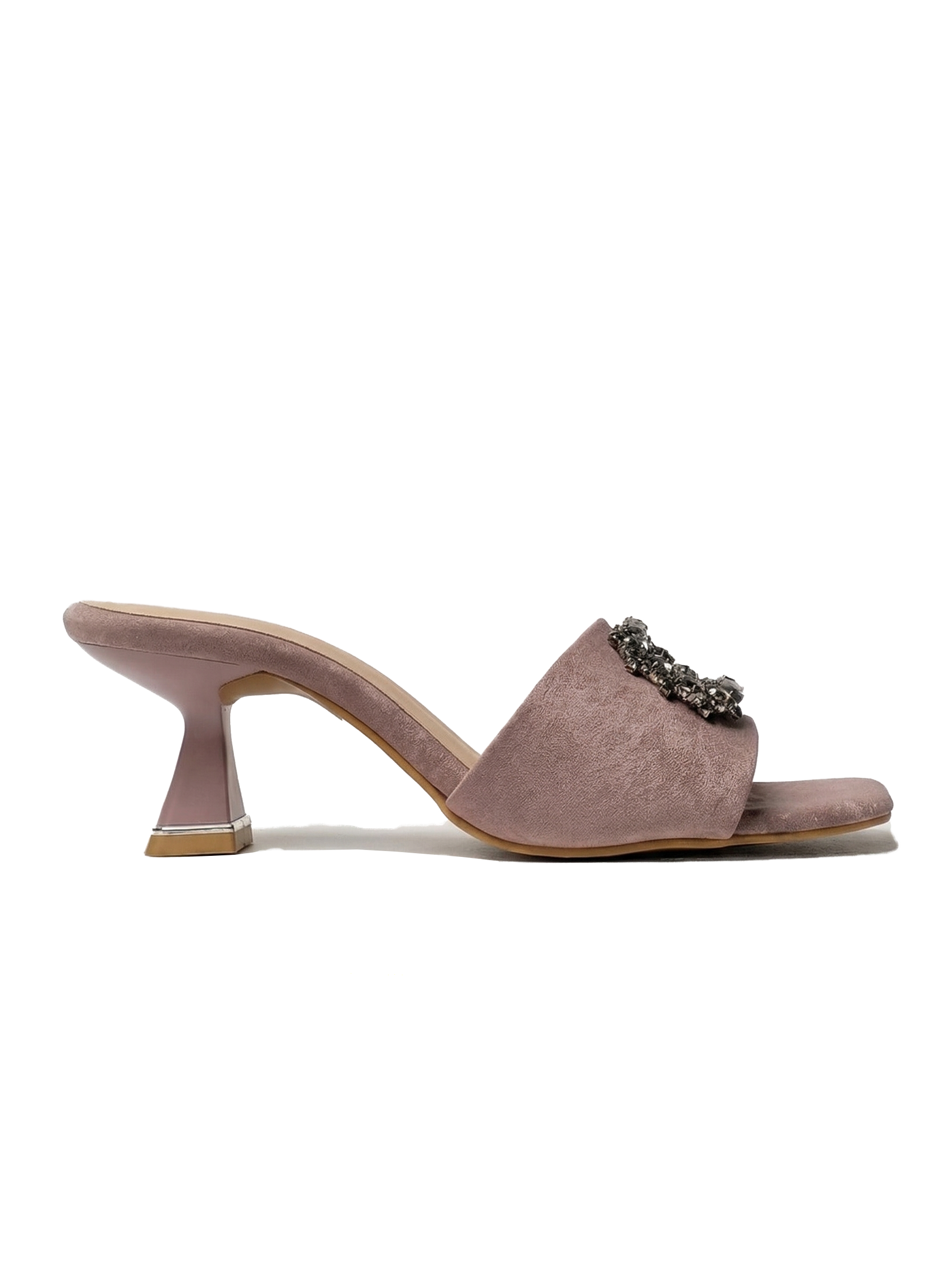 beige crystal mule heel