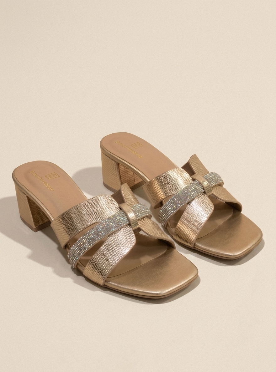 Shimmer Block Heel